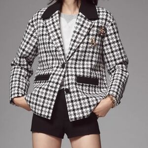 Anthropologie Avec Les Filles Jacket/Blazer Houndstooth Plaid Sz: S Academia